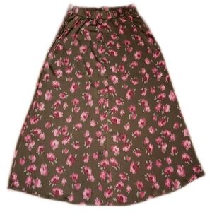 Halogen Floral Maxi Skirt Elastic Band Brown and Pink Size Extra Small